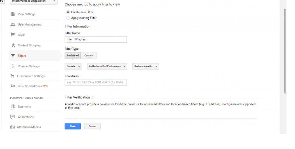 Google Analytics installeren filter aanmaken ip uitsluiten